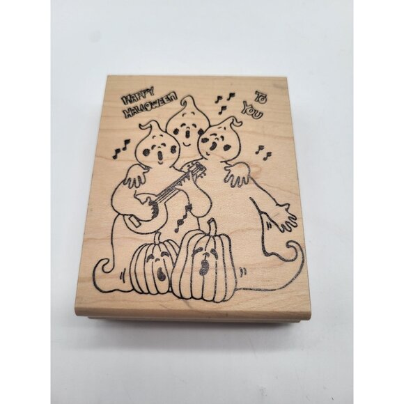 Holly Berry House Other - Holly Berry House Happy Halloween to You Singing Ghosts Wood Mount Rubber Stamp